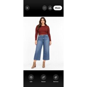 Liverpool Los Angeles Jeans 16/33 High Rise Cropped Wide Leg Stretch Blue Denim